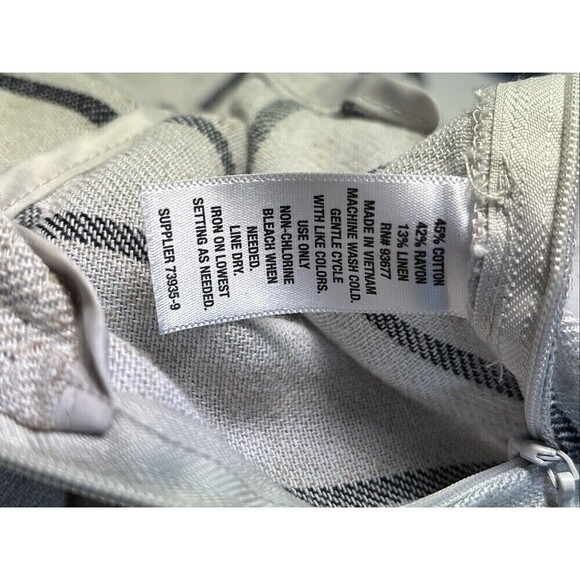 Worthington Wide Leg Linen Blend Cream & Black Stripes High Waist Size 16 - Picture 9 of 9